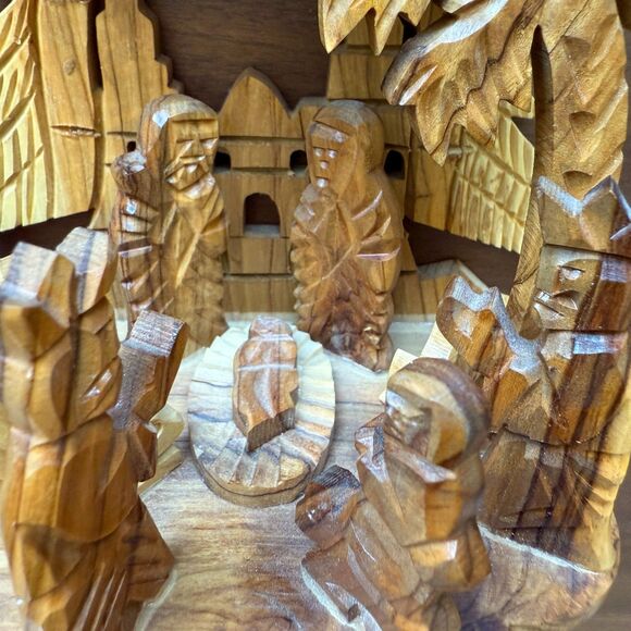 Handcrafted Olive Wood Nativity Scene Holy Land Christian Decor Heirloom - Picture 7 of 10